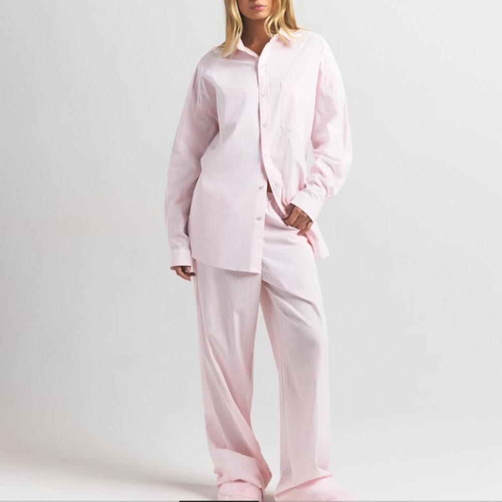 NWT SKIMS Cotton Poplin Sleep Oversized Long Set